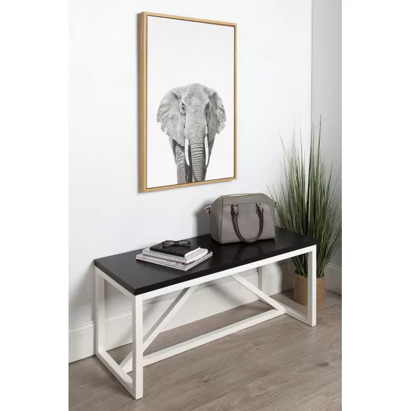 Kate and Laurel Sylvie Elephant Black and White Animal Portrait Framed Canvas Wall Art by Simon Te Tai 23x33 NaturalNatural