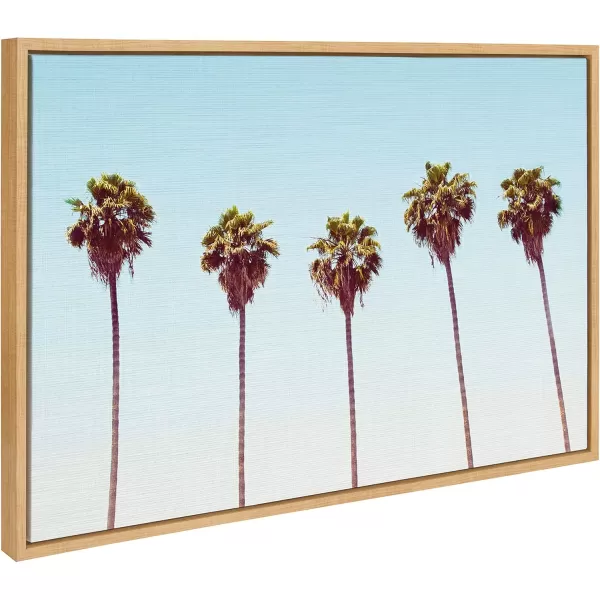 Kate and Laurel Sylvie Five Palms Framed Canvas Wall Art by Simon Te 23x33 Natural Tropical Vacation Wall Decor for Living Room Bedroom Bathroom Or Entryway