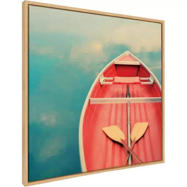 Kate and Laurel Sylvie Floating on a Cloud Framed Canvas Wall Art by Alicia Bock 30x30 Natural Lake House Boat Photography Art for WallNatural