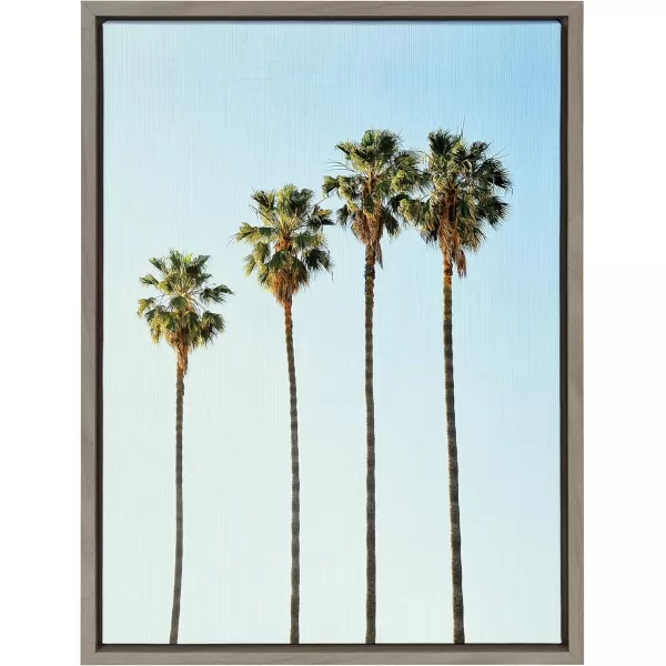 Kate and Laurel Sylvie Four Palm Trees Natural Framed Canvas Wall Art by Simon Te TaiGray