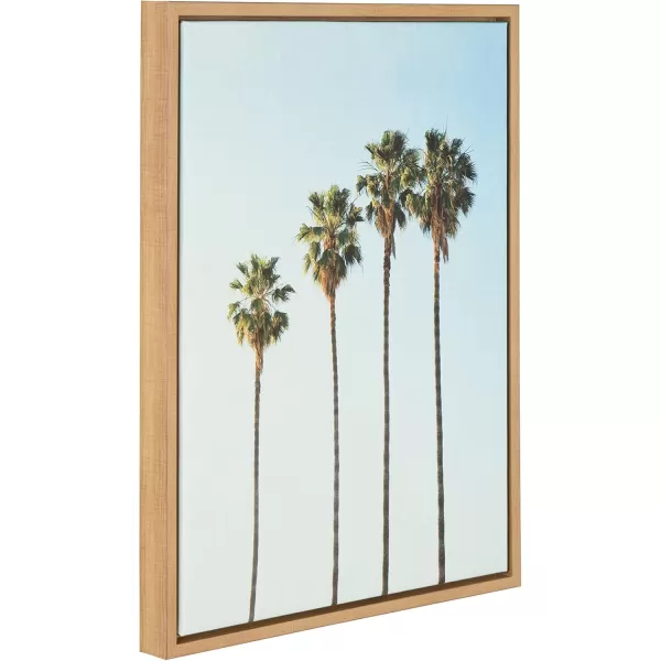 Kate and Laurel Sylvie Four Palm Trees Natural Framed Canvas Wall Art by Simon Te TaiNatural