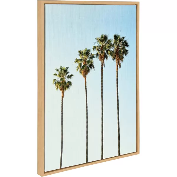 Kate and Laurel Sylvie Four Palm Trees Natural Framed Canvas Wall Art by Simon Te TaiNatural
