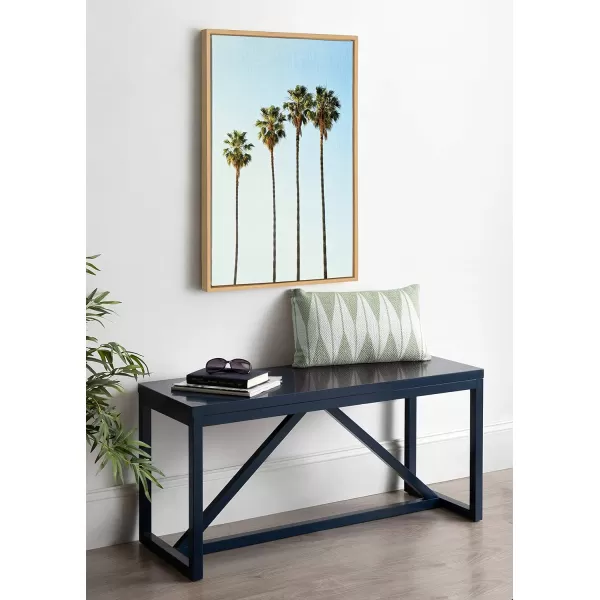 Kate and Laurel Sylvie Four Palm Trees Natural Framed Canvas Wall Art by Simon Te TaiNatural