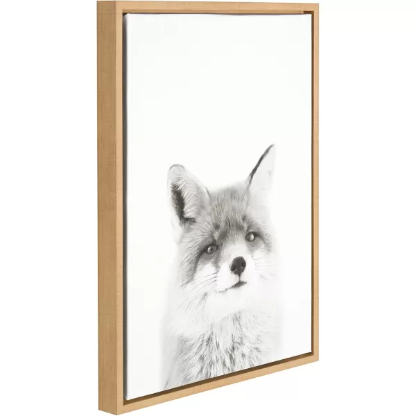 Kate and Laurel Sylvie Fox Black and White Portrait Framed Canvas Wall Art by Simon Te Tai 18x24 NaturalNatural