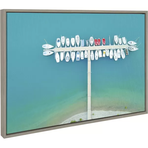 Kate and Laurel Sylvie Gorges du Verdon 2 Framed Canvas Wall Art by Rachel Dowd 23x33 Gray Coastal Aerial Beach Photography for Wall