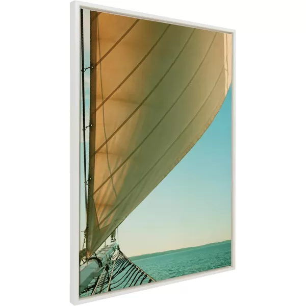 Kate and Laurel Sylvie Gulf Winds Framed Canvas Wall Art by Alicia Bock 18x24 White Coastal Sailboat Photography Art for WallWhite