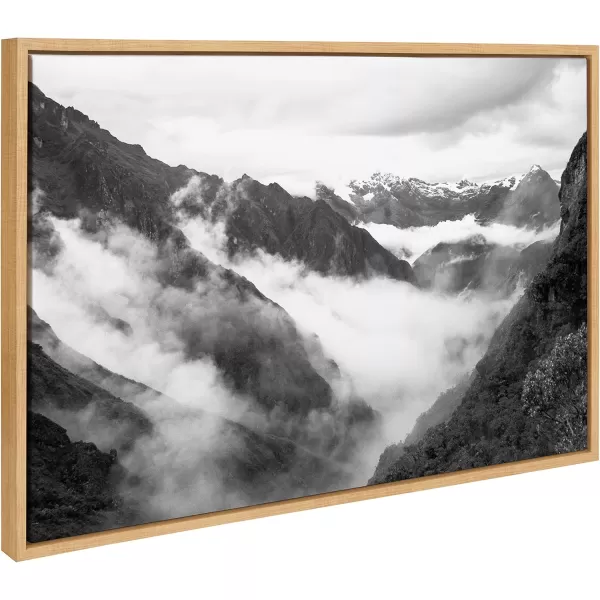 Kate and Laurel Sylvie Highland Cow Mountains and Inca Trail Framed Canvas Wall Art Set by Various Artists Set of 3 two 16x20 and one 23x33 Black Frames Decorative Black and White Nature ArtNatural