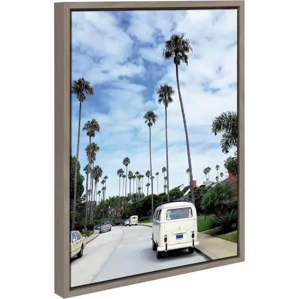 Kate and Laurel Sylvie La Jolla Commute Framed Canvas Wall Art by Rachel Dowd 18x24 Gray Decorative Coastal Art for WallGrey