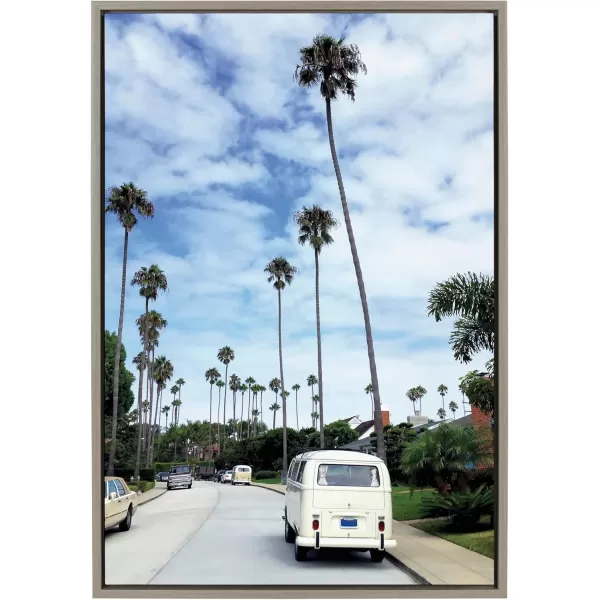Kate and Laurel Sylvie La Jolla Commute Framed Canvas Wall Art by Rachel Dowd 18x24 Gray Decorative Coastal Art for WallGrey