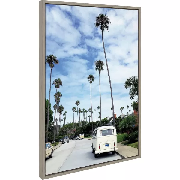 Kate and Laurel Sylvie La Jolla Commute Framed Canvas Wall Art by Rachel Dowd 18x24 Gray Decorative Coastal Art for WallGrey