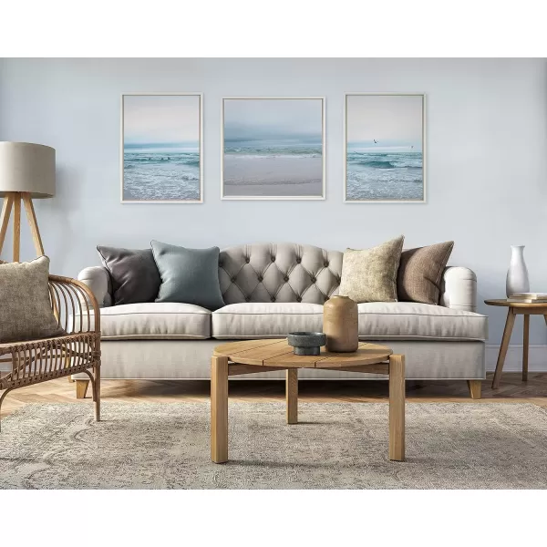 Kate and Laurel Sylvie Lifes a Beach Framed Canvas Wall Art by Stephanie Klatt 22x22 White Natural Ocean Beach Landscape Art for Wall Decor
