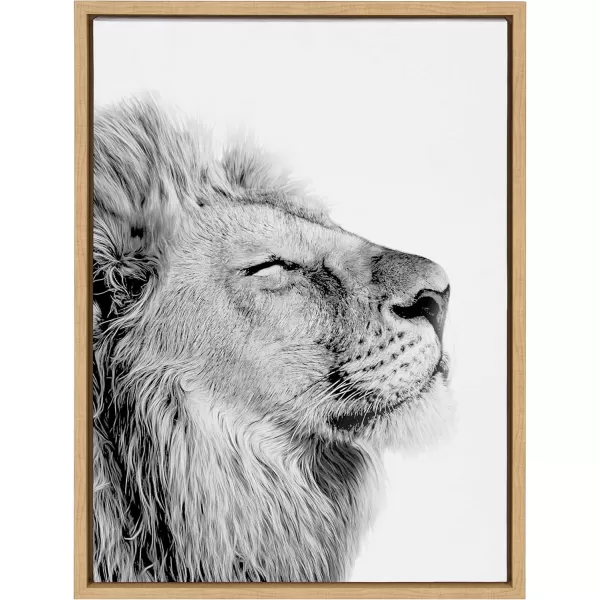 Kate and Laurel Sylvie Lion Self Actualizing Framed Canvas Wall Art by Amy Peterson Art Studio 18 x 24 Gray Adorable Animal Home DcorNatural