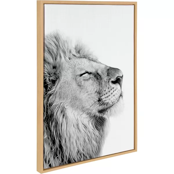 Kate and Laurel Sylvie Lion Self Actualizing Framed Canvas Wall Art by Amy Peterson Art Studio 18 x 24 Gray Adorable Animal Home DcorNatural