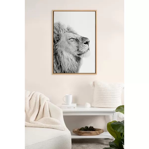 Kate and Laurel Sylvie Lion Self Actualizing Framed Canvas Wall Art by Amy Peterson Art Studio 18 x 24 Gray Adorable Animal Home DcorNatural