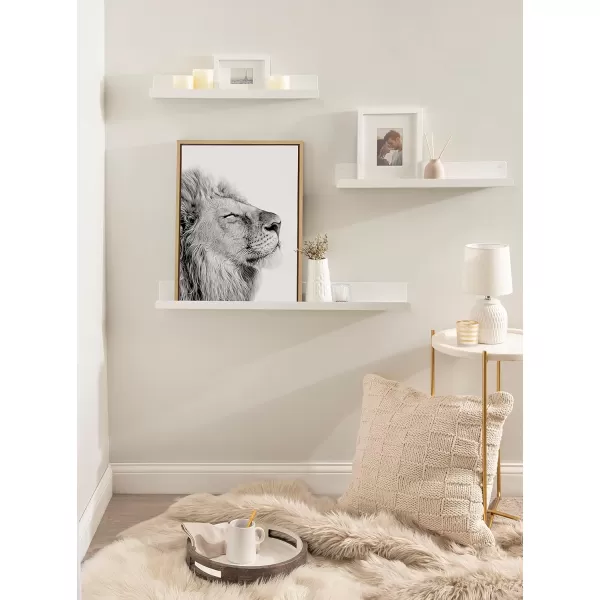 Kate and Laurel Sylvie Lion Self Actualizing Framed Canvas Wall Art by Amy Peterson Art Studio 18 x 24 Gray Adorable Animal Home DcorNatural