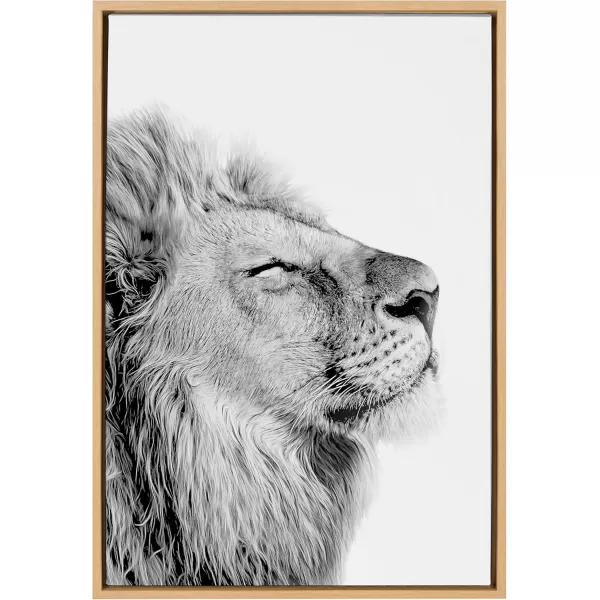 Kate and Laurel Sylvie Lion Self Actualizing Framed Canvas Wall Art by Amy Peterson Art Studio 18 x 24 Gray Adorable Animal Home DcorNatural