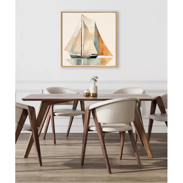 Kate and Laurel Sylvie Mid Century Modern Geometric Sailboat Framed Canvas Wall Art by The Creative Bunch Studio 30x30 Gray Modern Colorful Sailing Art for WallNatural