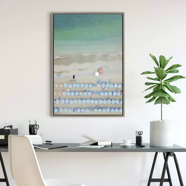 Kate and Laurel Sylvie Monterosso 12 Framed Canvas Wall Art by Rachel Dowd 23x33 Gray Relaxing Beach Art for Wall