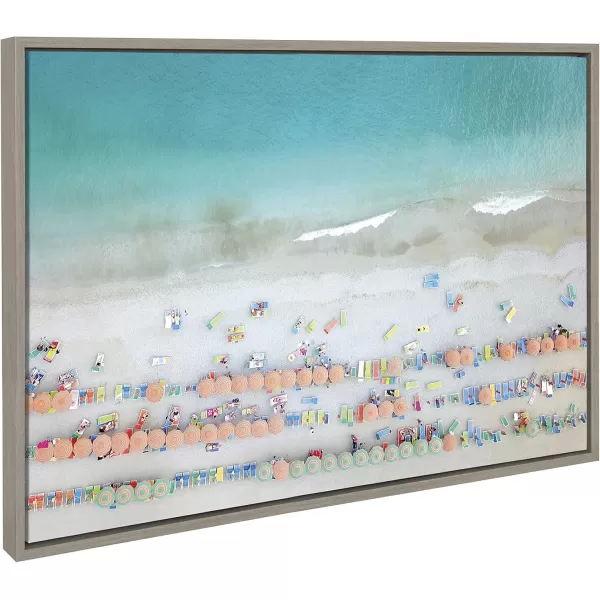 Kate and Laurel Sylvie Monterosso 6 Framed Canvas Wall Art by Rachel Dowd 28x38 Gray Coastal Beach Art for Wall23x33