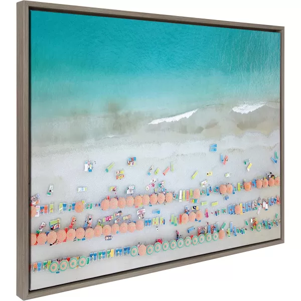 Kate and Laurel Sylvie Monterosso 6 Framed Canvas Wall Art by Rachel Dowd 28x38 Gray Coastal Beach Art for Wall28x38