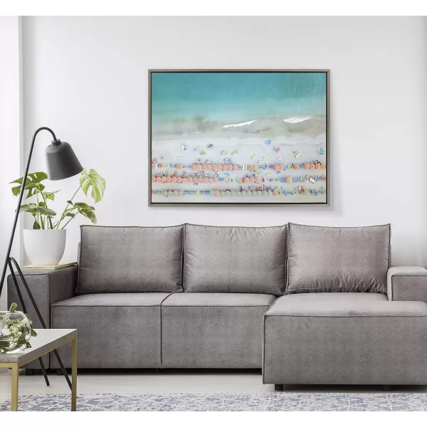 Kate and Laurel Sylvie Monterosso 6 Framed Canvas Wall Art by Rachel Dowd 28x38 Gray Coastal Beach Art for Wall28x38