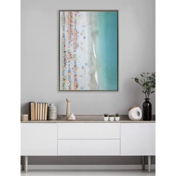 Kate and Laurel Sylvie Monterosso 6 Framed Canvas Wall Art by Rachel Dowd 28x38 Gray Coastal Beach Art for Wall315x42