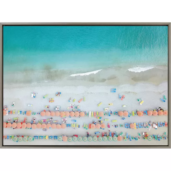 Kate and Laurel Sylvie Monterosso 6 Framed Canvas Wall Art by Rachel Dowd 28x38 Gray Coastal Beach Art for Wall315x42