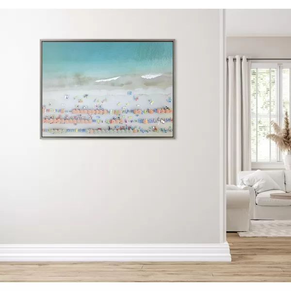 Kate and Laurel Sylvie Monterosso 6 Framed Canvas Wall Art by Rachel Dowd 28x38 Gray Coastal Beach Art for Wall315x42
