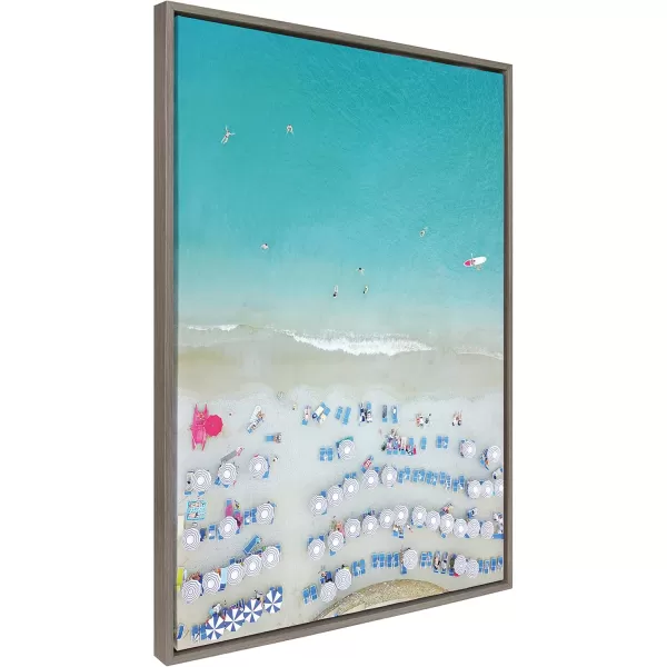 Kate and Laurel Sylvie Monterosso al Mare Swim Framed Canvas Wall Art by Rachel Dowd 28x38 Gray Vibrant Tropical Beach Art for Wall