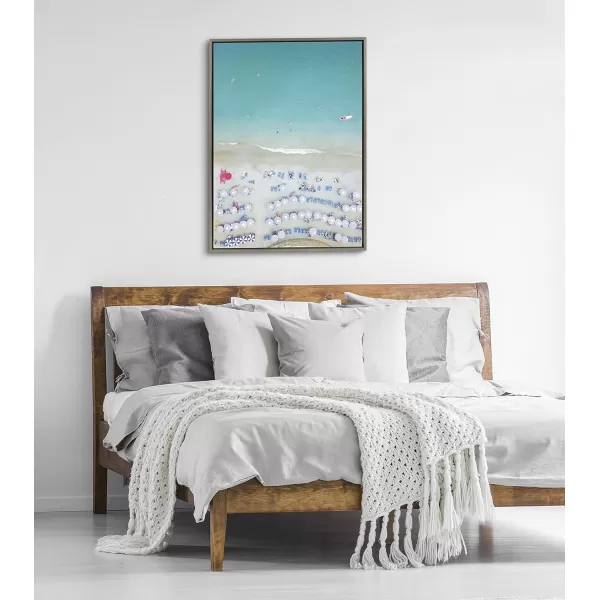 Kate and Laurel Sylvie Monterosso al Mare Swim Framed Canvas Wall Art by Rachel Dowd 28x38 Gray Vibrant Tropical Beach Art for Wall