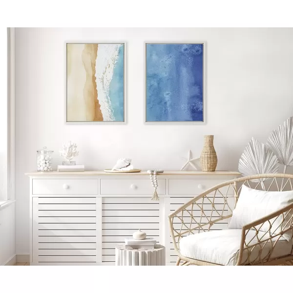 Kate and Laurel Sylvie Ocean Wake 1 and 2 Framed Canvas Wall Art Set by Julie Maida 2 Piece Set 18x24 White Coastal Ocean Wall Art Dcor Set