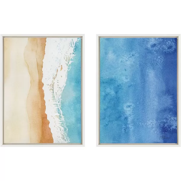 Kate and Laurel Sylvie Ocean Wake 1 and 2 Framed Canvas Wall Art Set by Julie Maida 2 Piece Set 18x24 White Coastal Ocean Wall Art Dcor Set