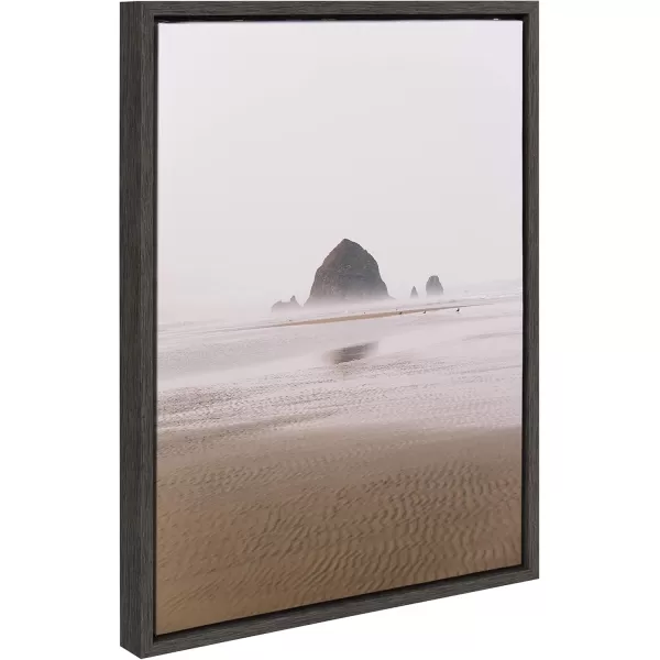 Kate and Laurel Sylvie Oregon Coastal Scene Photo Art Framed Canvas Wall Art 18x24 Dark Gray