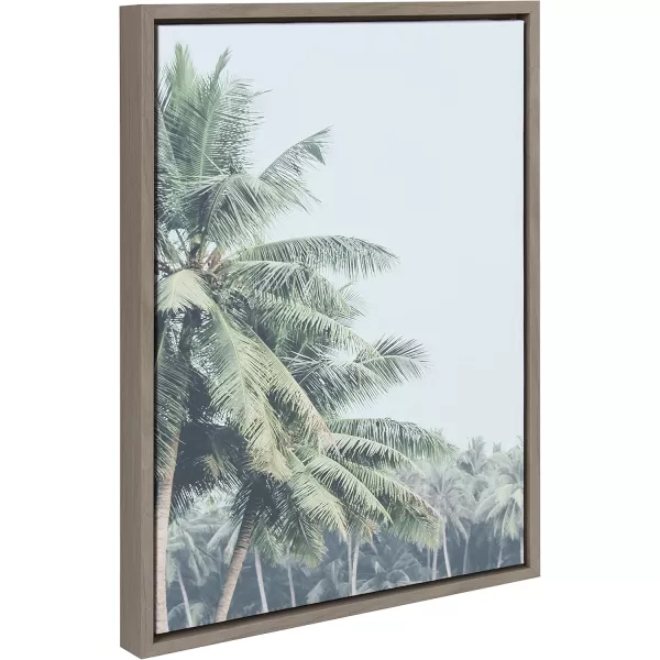Kate and Laurel Sylvie Pale Green Coconut Palm Trees Framed Canvas Wall Art by The Creative Bunch Studio 18x24 Gray Decorative Coastal Art Print for WallGray
