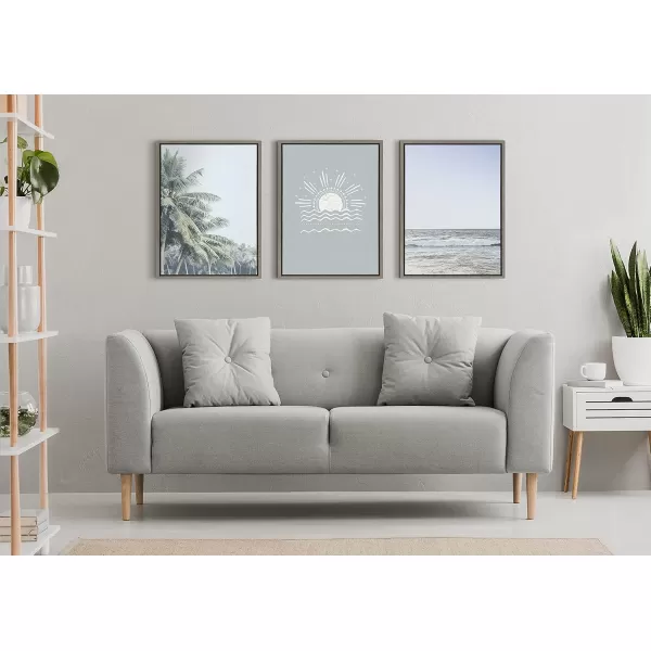 Kate and Laurel Sylvie Pale Green Coconut Palm Trees Framed Canvas Wall Art by The Creative Bunch Studio 18x24 Gray Decorative Coastal Art Print for WallGray