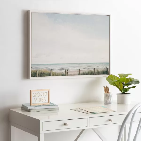 Kate and Laurel Sylvie Pale Sky Framed Canvas Wall Art by Emiko and Mark Franzen of F2Images 23x33 Natural Simple Skyline Landscape Nature Art for WallWhite