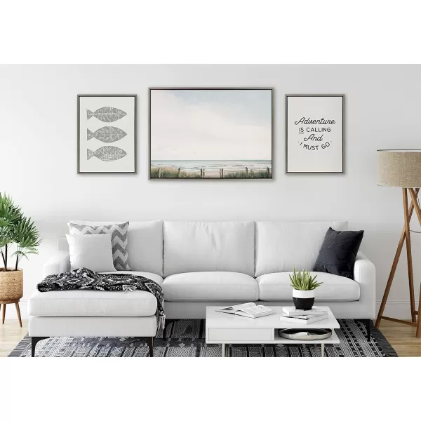 Kate and Laurel Sylvie Pale Sky Framed Canvas Wall Art by Emiko and Mark Franzen of F2Images 23x33 Natural Simple Skyline Landscape Nature Art for WallGray
