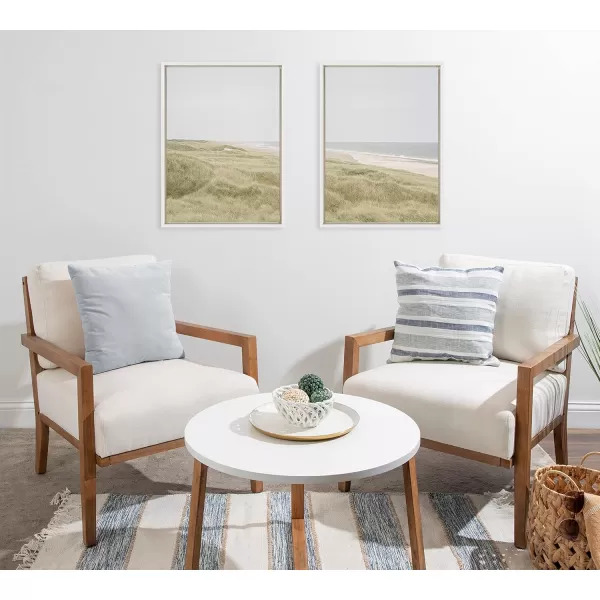 Kate and Laurel Sylvie Peaceful and Serene Coastal Landscape Left and Right Framed Canvas Wall Art Set by The Creative Bunch Studio 2 Piece 23x33 White Natural Calming Beach Art Set for WallWhite