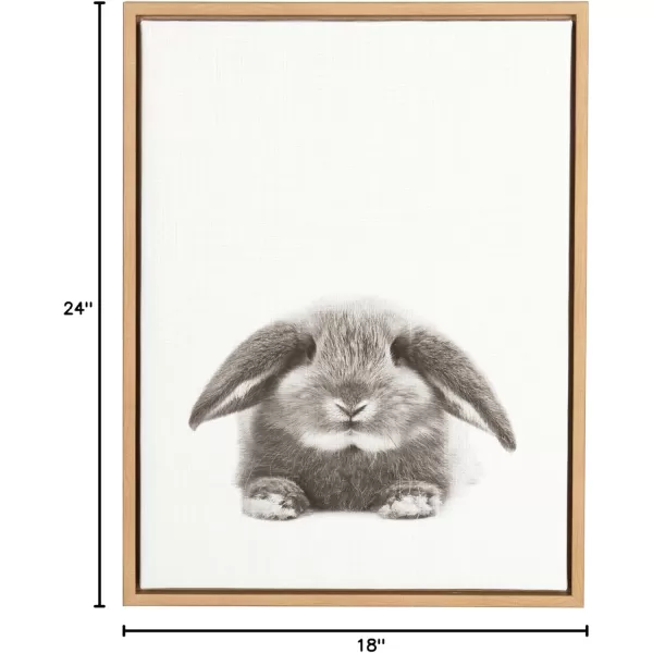 Kate and Laurel Sylvie Rabbit Animal Print Black and White Portrait Framed Canvas Wall Art by Simon Te Tai 18x24 NaturalNatural