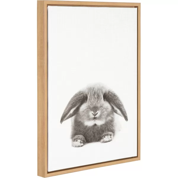 Kate and Laurel Sylvie Rabbit Animal Print Black and White Portrait Framed Canvas Wall Art by Simon Te Tai 18x24 NaturalNatural