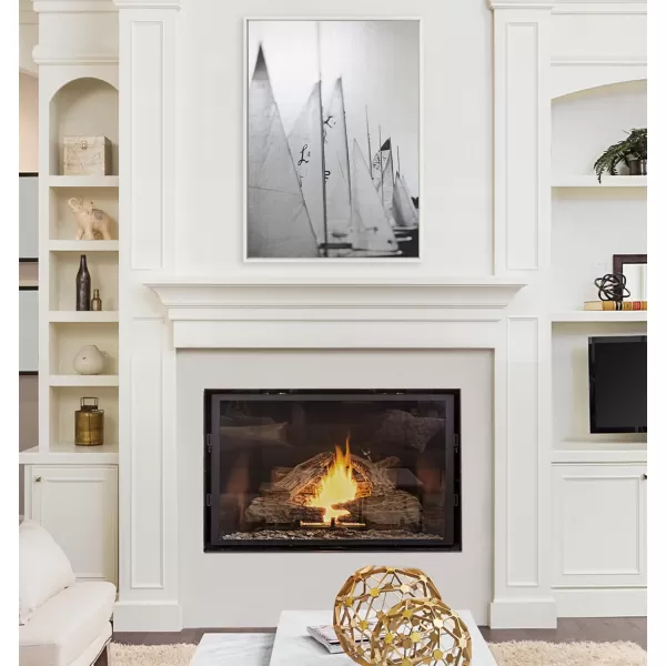 Kate and Laurel Sylvie Sailboats L142 Framed Metallic Canvas Wall Art by Alicia Bock 28x38 White Black and White Sailing Art for WallWhite