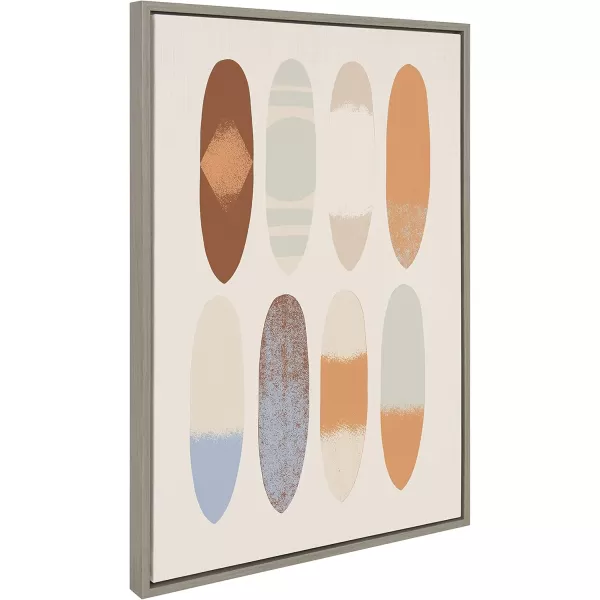 Kate and Laurel Sylvie Sea Breeze Board Pattern Framed Canvas Wall Art by Hannah Beisang 23x33 Gray Coastal Beach Art for Wall