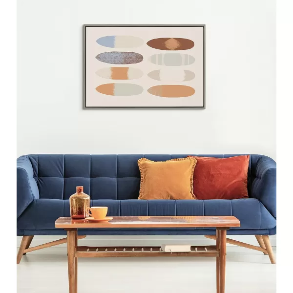 Kate and Laurel Sylvie Sea Breeze Board Pattern Framed Canvas Wall Art by Hannah Beisang 23x33 Gray Coastal Beach Art for Wall