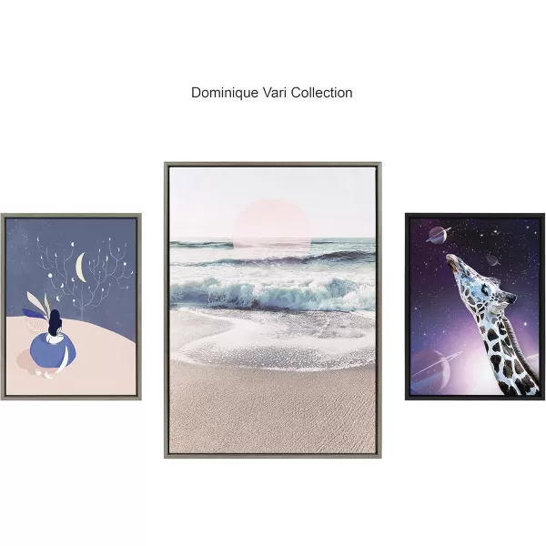 Kate and Laurel Sylvie Sea Salt Sand and Sun Framed Canvas Wall Art by Dominique Vari 28x38 Gray Coastal Art for Wall