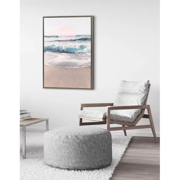 Kate and Laurel Sylvie Sea Salt Sand and Sun Framed Canvas Wall Art by Dominique Vari 28x38 Gray Coastal Art for Wall