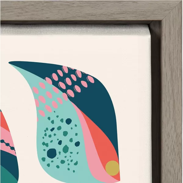 Kate and Laurel Sylvie Seashells Framed Canvas Wall Art by Rachel Lee of My Dream Wall 18x24 Gray Decorative Midcentury Shell Art for Wall