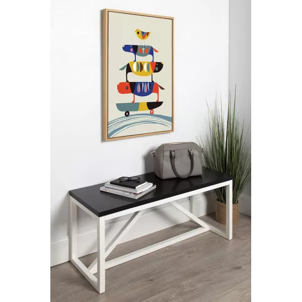 Kate and Laurel Sylvie Skate Dog Framed Canvas Wall Art by Rachel Lee of My Dream Wall 18x24 Natural Decorative Cute Dog Art for WallNatural