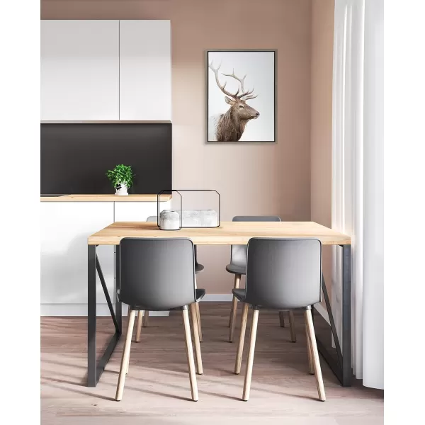 Kate and Laurel Sylvie Stag Profile Framed Canvas Wall Art by Amy Peterson Art Studio 23x33 Natural Modern Forest Animal Portrait Art for WallGray