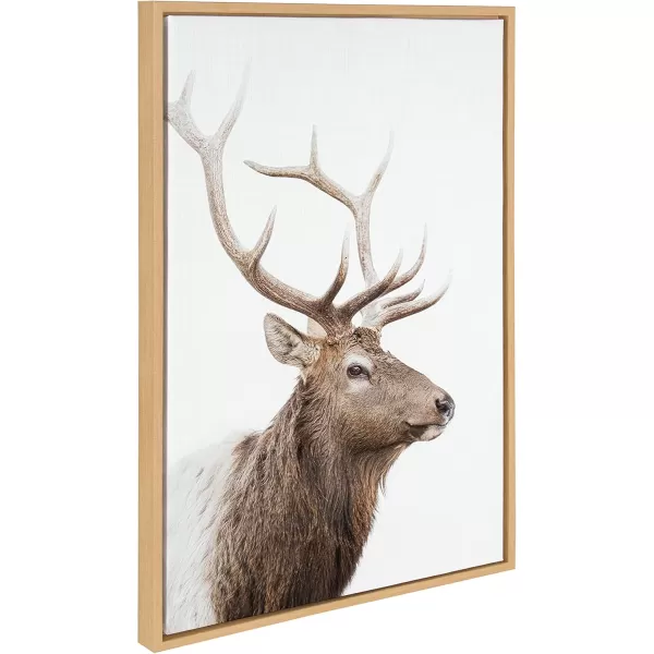 Kate and Laurel Sylvie Stag Profile Framed Canvas Wall Art by Amy Peterson Art Studio 23x33 Natural Modern Forest Animal Portrait Art for WallNatural