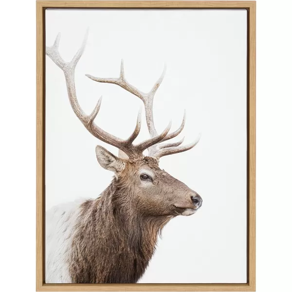 Kate and Laurel Sylvie Stag Profile Framed Canvas Wall Art by Amy Peterson Art Studio 23x33 Natural Modern Forest Animal Portrait Art for WallNatural